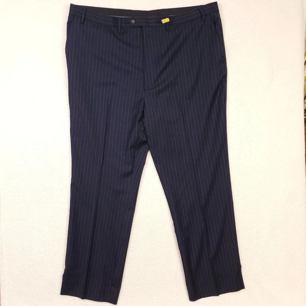 Ralph Ralph Lauren Suit Men 50L 46R Navy Blue Pinstripe Wool Blend Two Piece Set